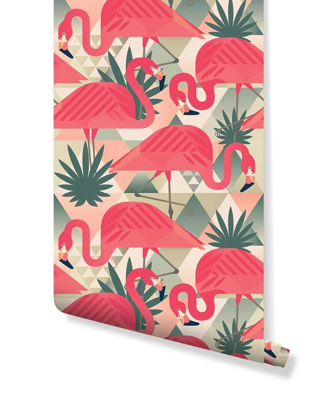 Geometric Tropical Pink Flamingo Removable Wallpaper