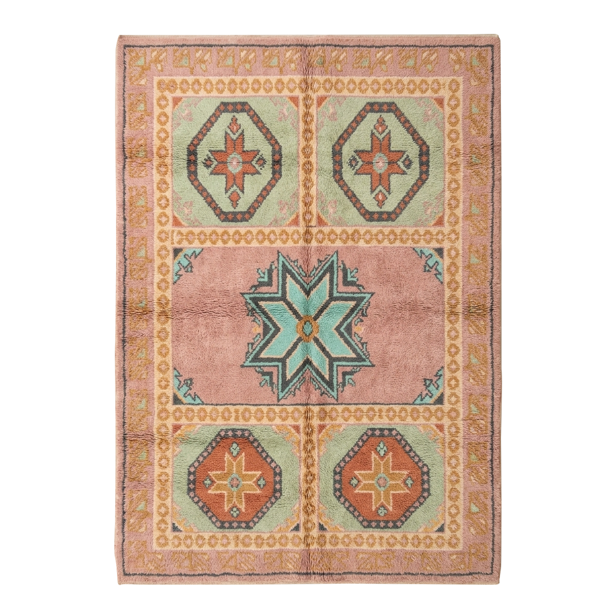 Geometric Mosaic Hand Knotted Rug