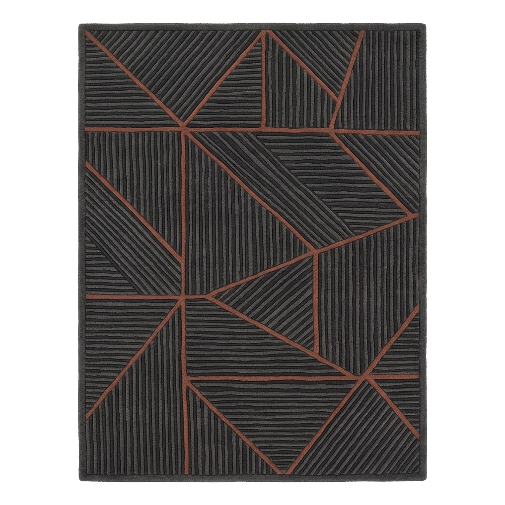 Geometrical Abstract Stripes Hand Tufted Rug 