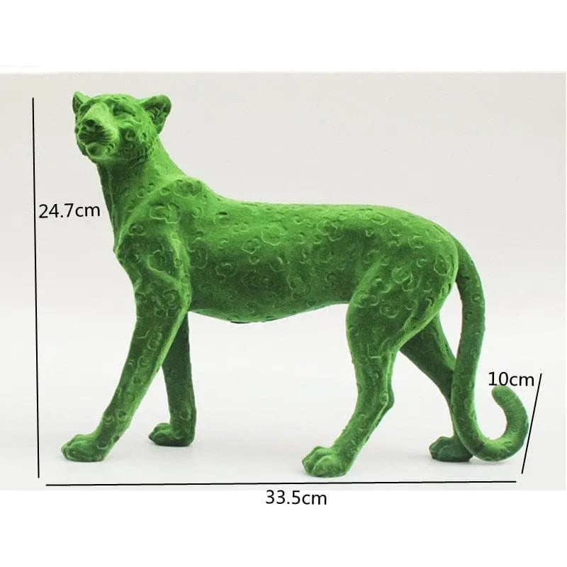 Colored Flocking Cheetah Sculpture