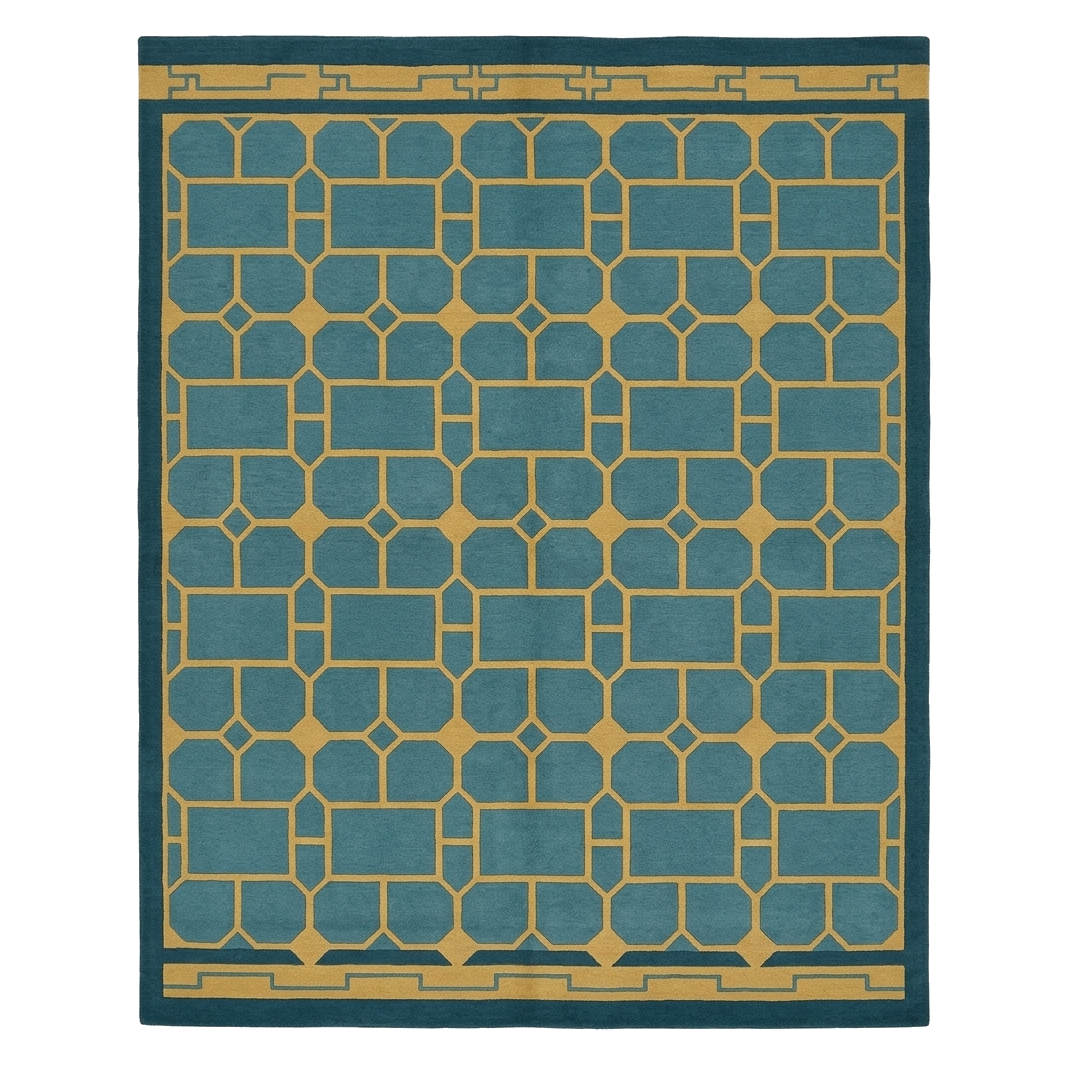 Gilded Lattice Hand Knotted Rug 