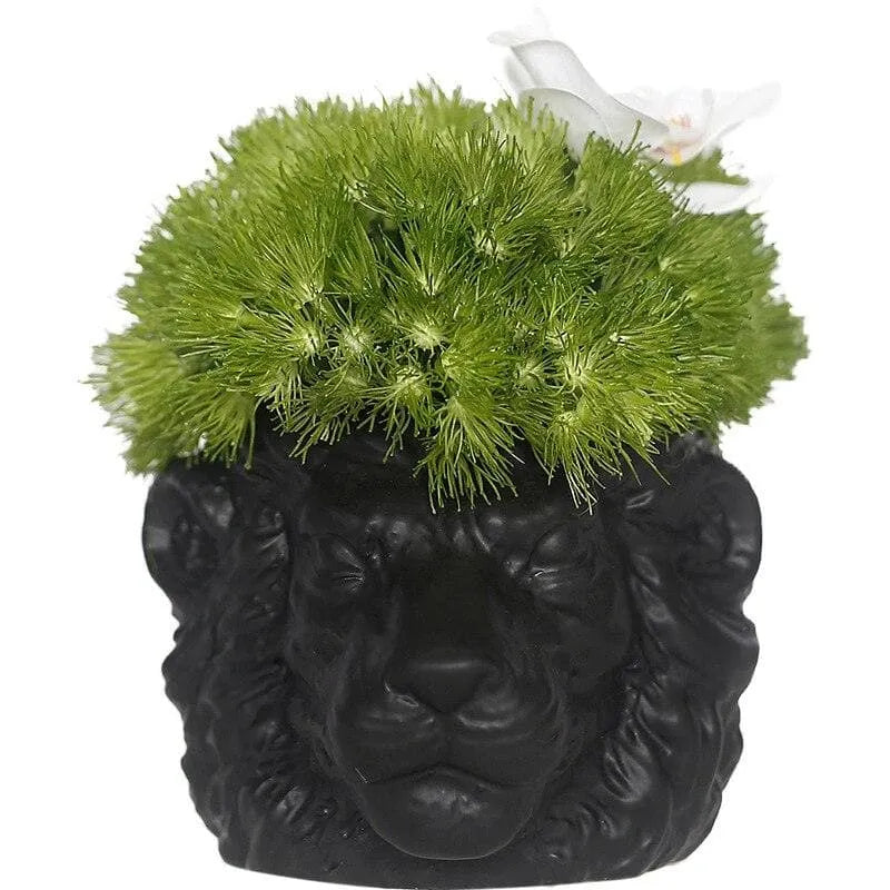 Glamor Lion Head Planter Black