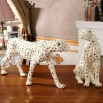 Glamorous White and Gold Leopard Statue