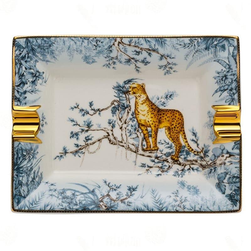Glamorous White and Gold Leopard Statue Glamorous White and Gold Leopard Statue Vintage Leopard in the Forest Porcelain Tray 