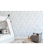 Geometric Blue and White Triangle Removable Wallpaper