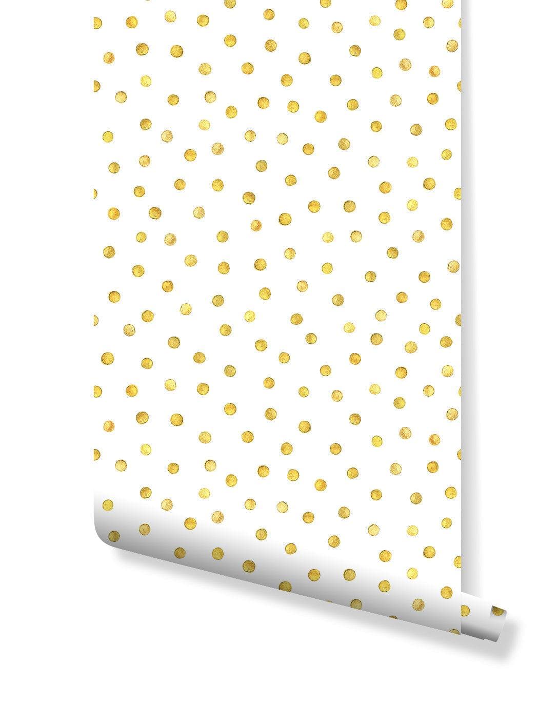 Gold Polka Dots Removable Wallpaper 