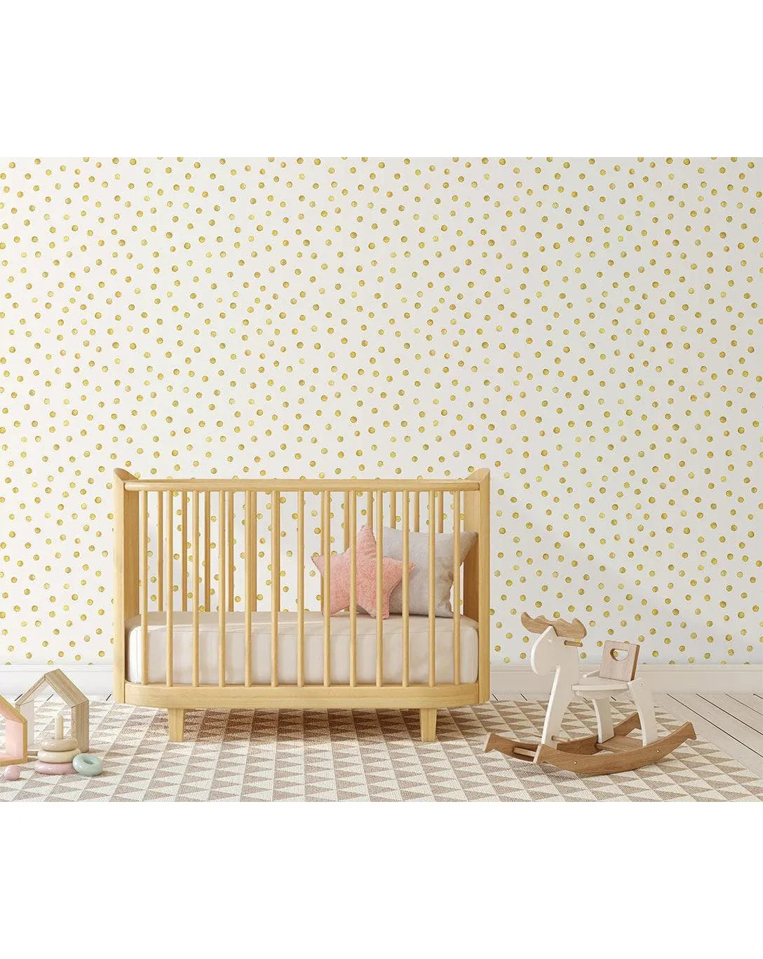 Gold Polka Dots Removable Wallpaper