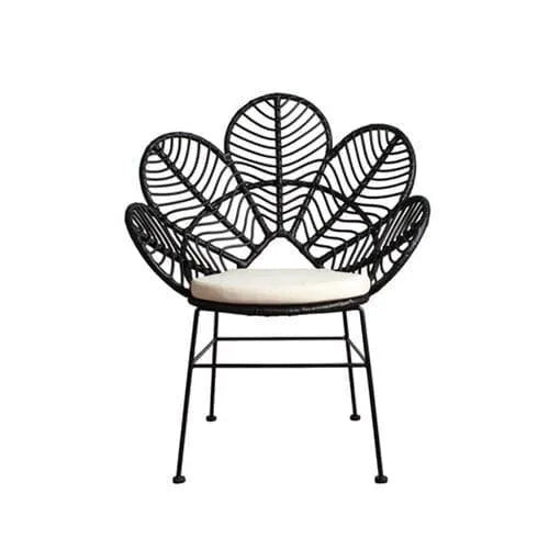 Wicker Peacock Wing Chair Black