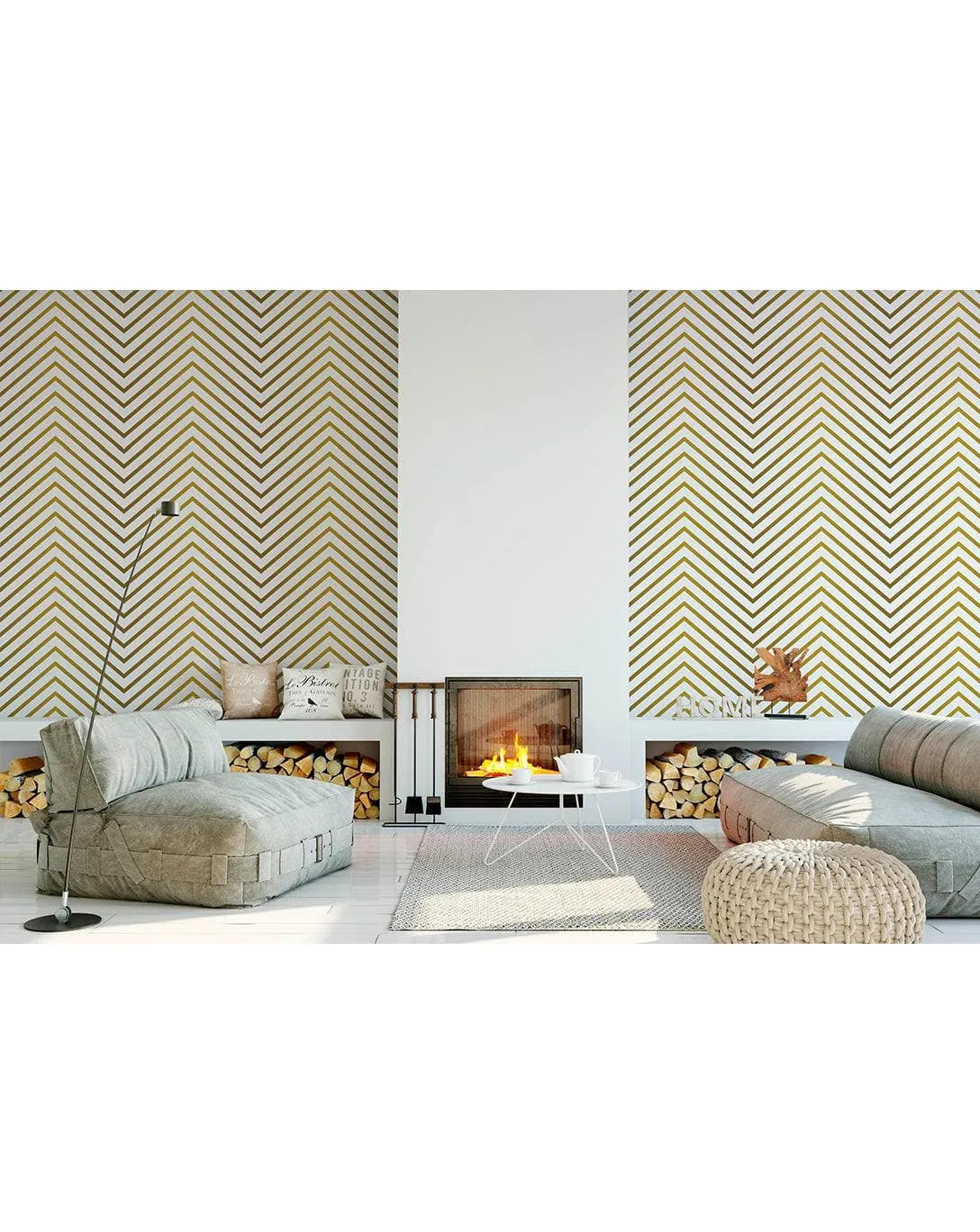 Gold Zigzag Chevron Removable Wallpaper 