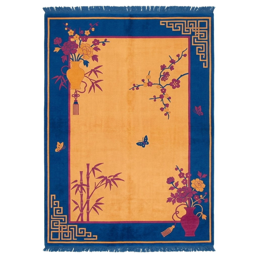 Golden Branch Hand Knotted Rug 