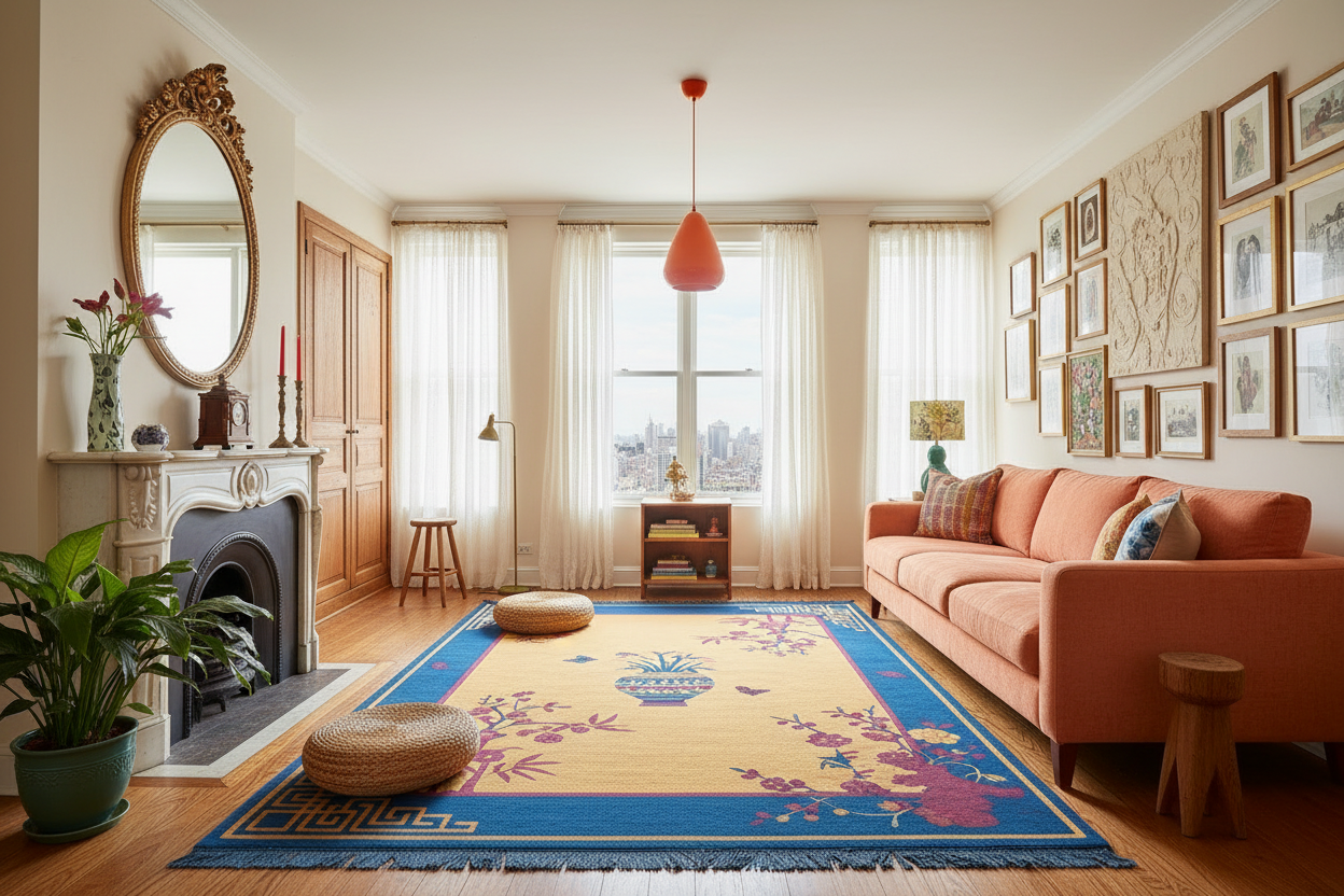 Golden Branch Hand Knotted Rug