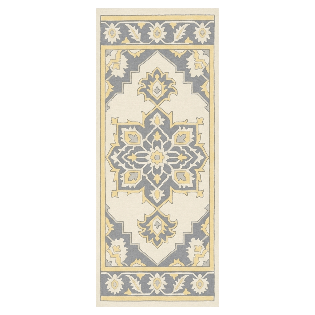 Golden Damask Hand Tufted Runner Rug - MAIA HOMES