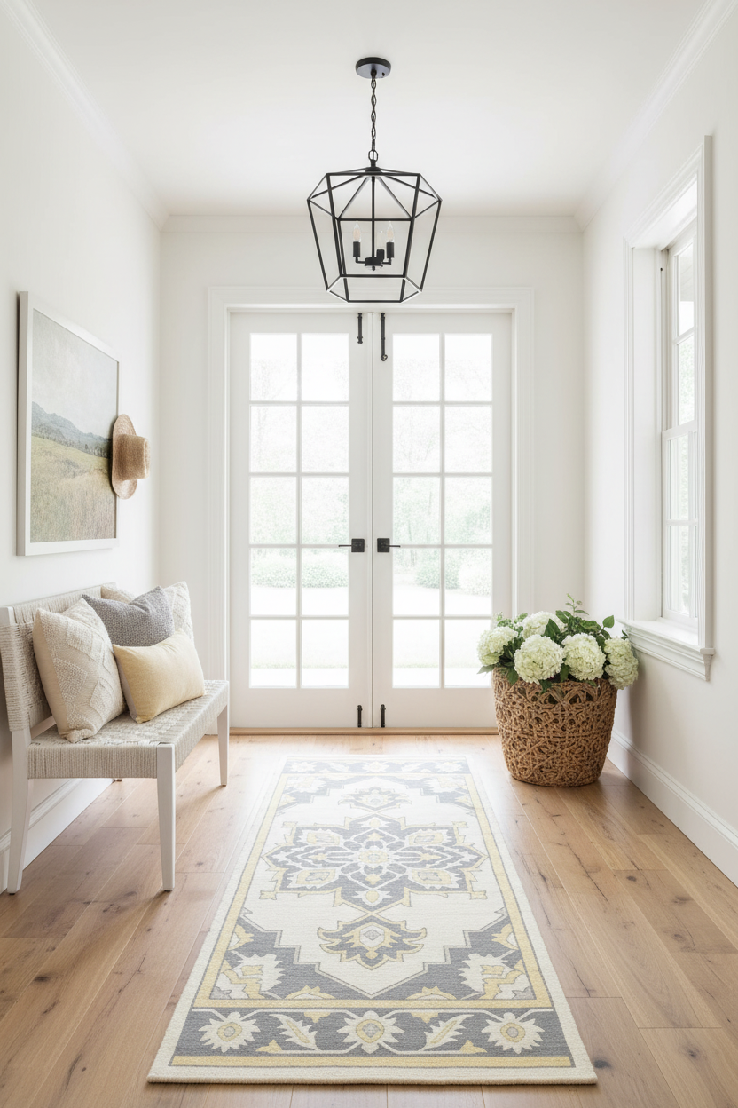 Golden Damask Hand Tufted Runner Rug