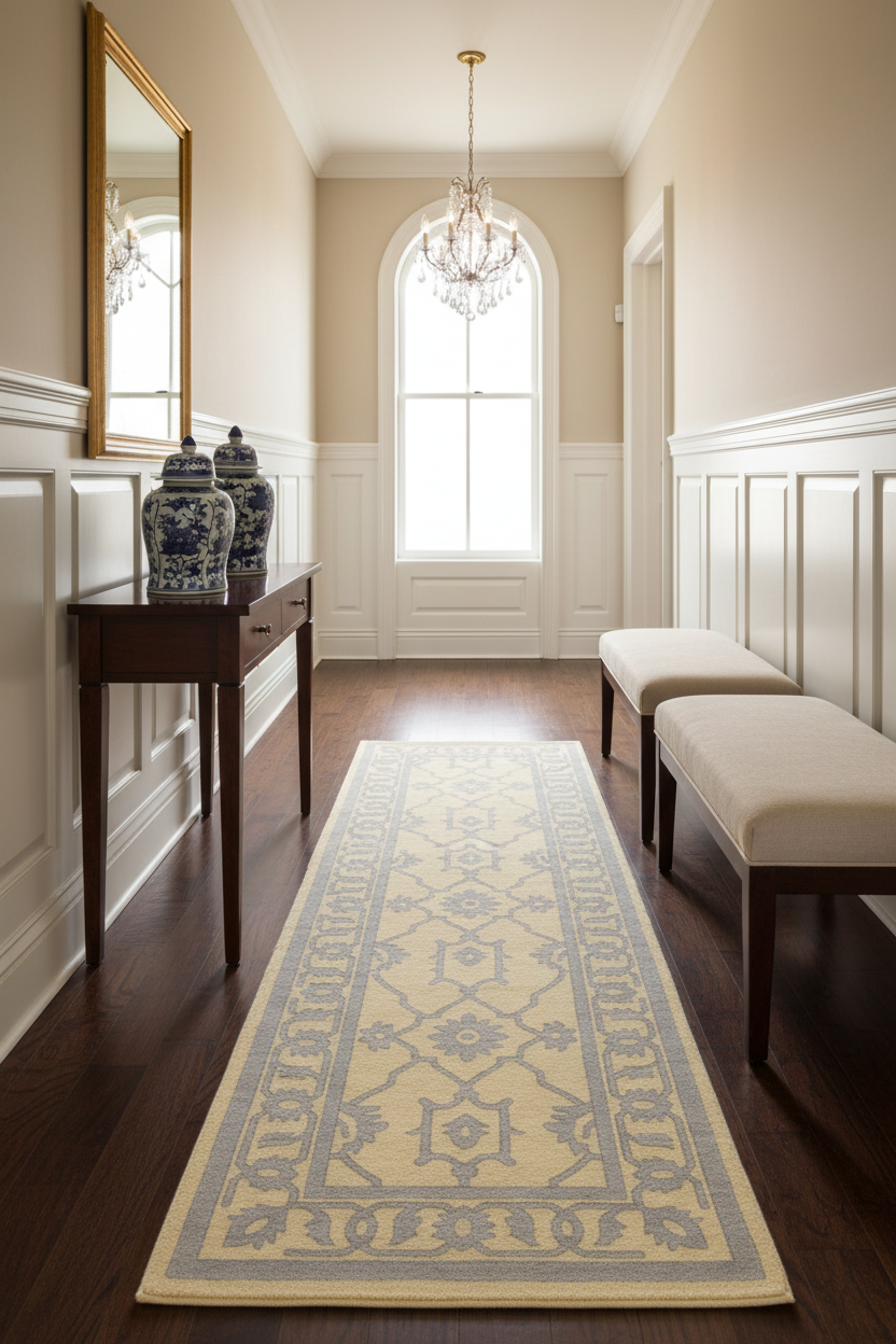Golden Filigree Heirloom Hand Tufted Runner Rug