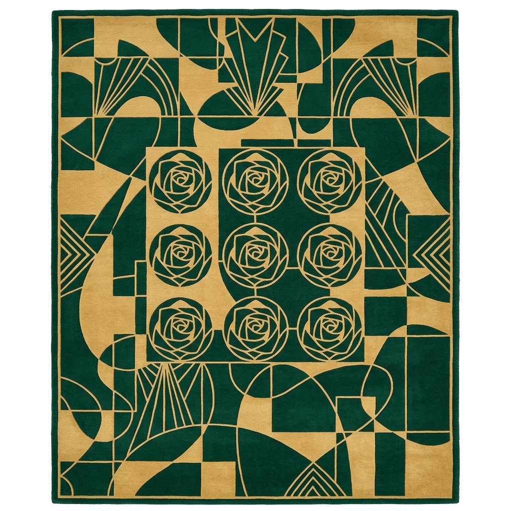 Golden Floral Matrix Hand Tufted Rug - MAIA HOMES