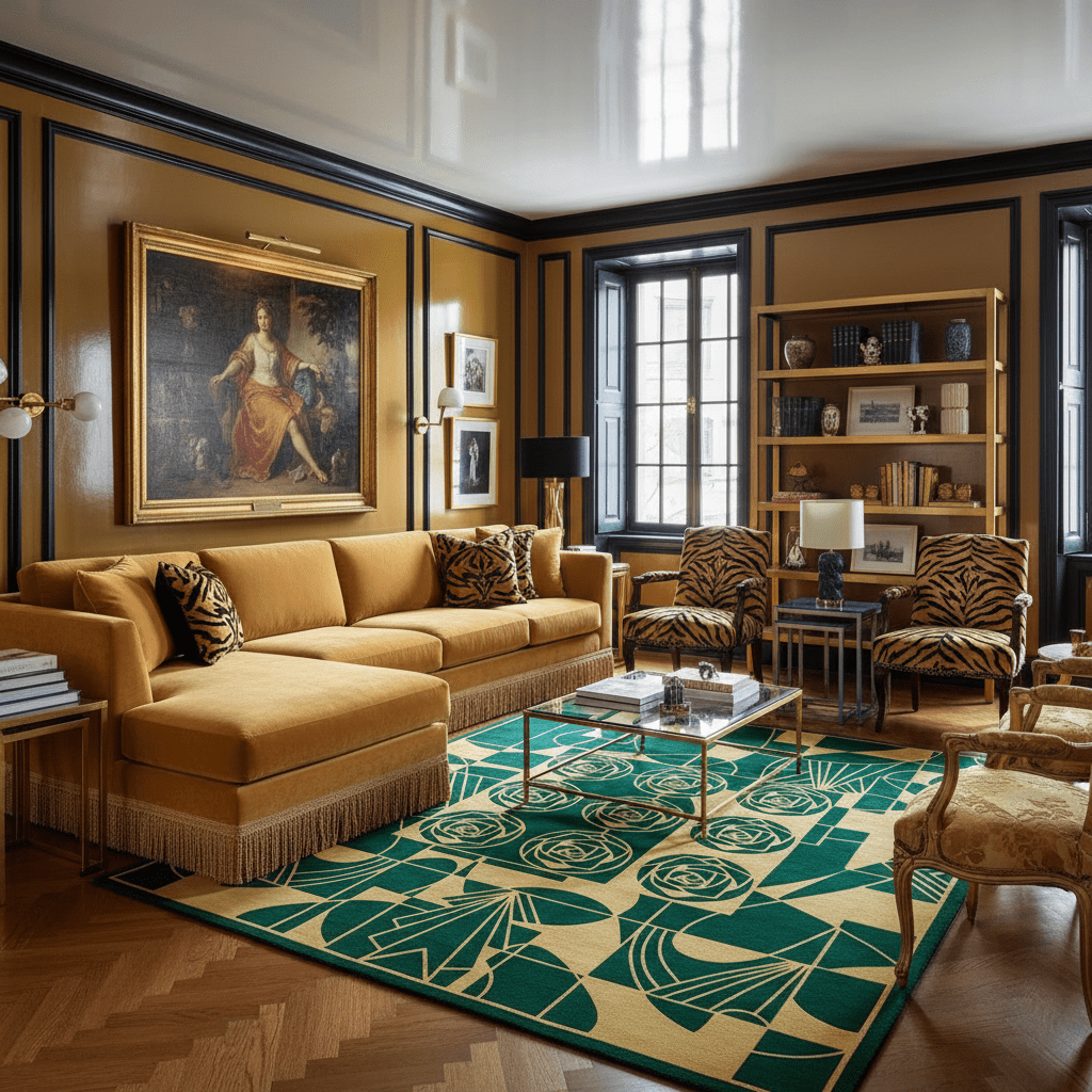 Golden Floral Matrix Hand Tufted Rug - MAIA HOMES