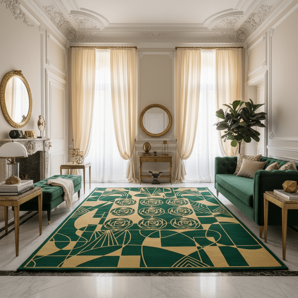 Golden Floral Matrix Hand Tufted Rug - MAIA HOMES