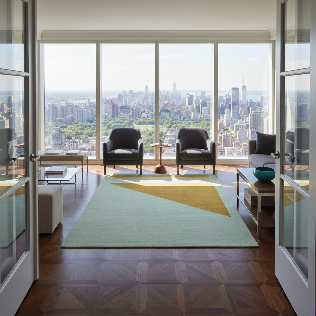 Golden Geometric Angle Hand Tufted Rug