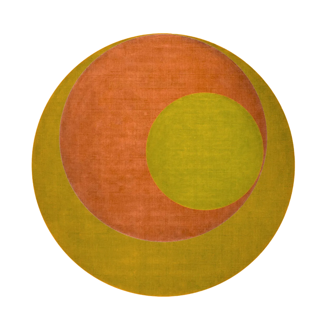 Golden Orange Geometry Round Hand Knotted Wool Rug