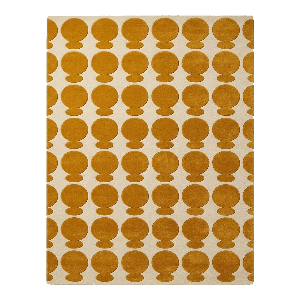 Golden Polka Dot Array Streak Hand Tufted Rug 
