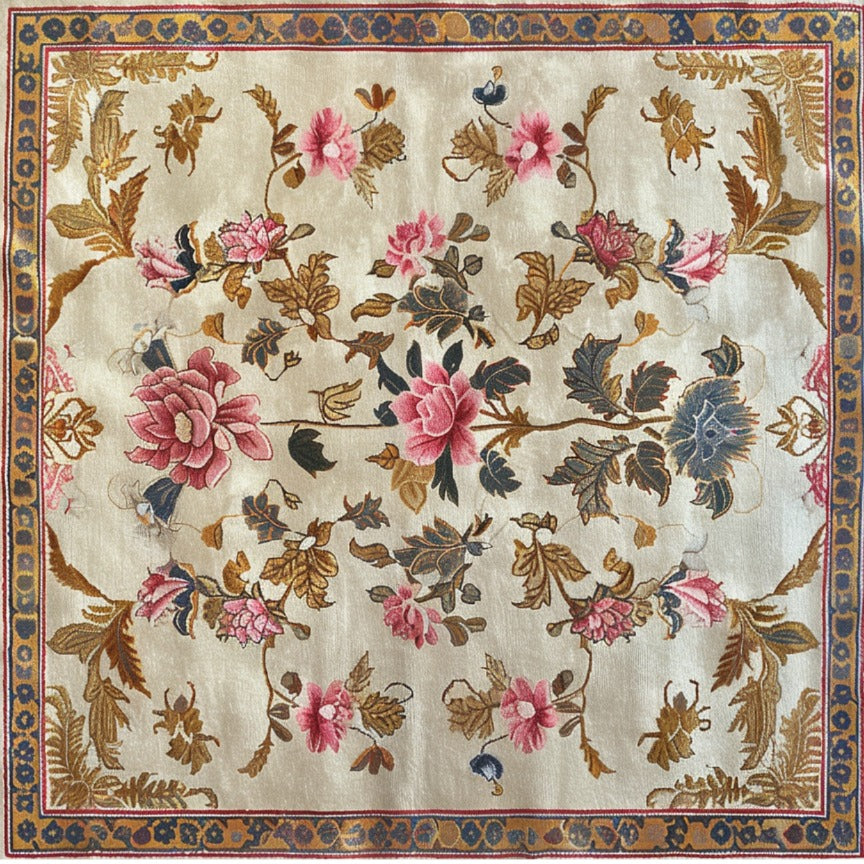 Golden Glory Square Hand Tufted Wool Rug