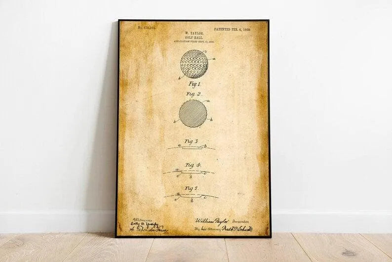 Golf Ball Patent Print| Framed Art Print