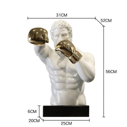 Grand Boxing Man With Golden Gloves Statue 