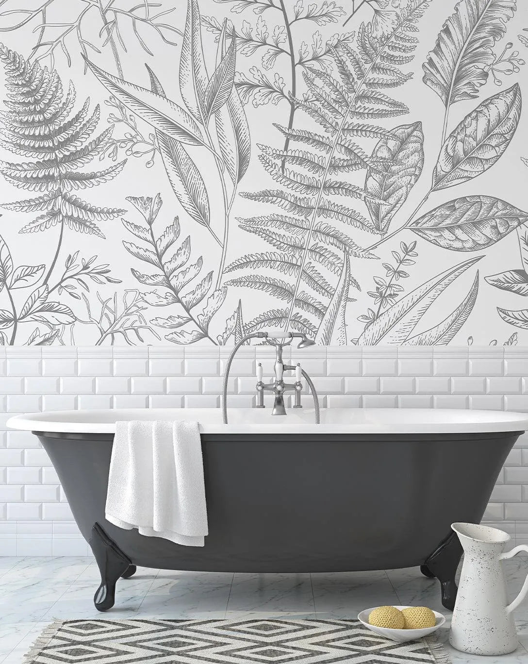 Gray Fern Botanical Wall Mural