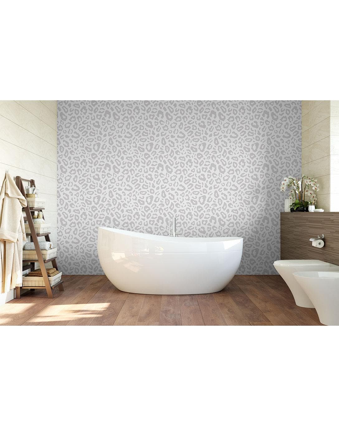 Gray Leopard Spots Print Removable Wallpaper