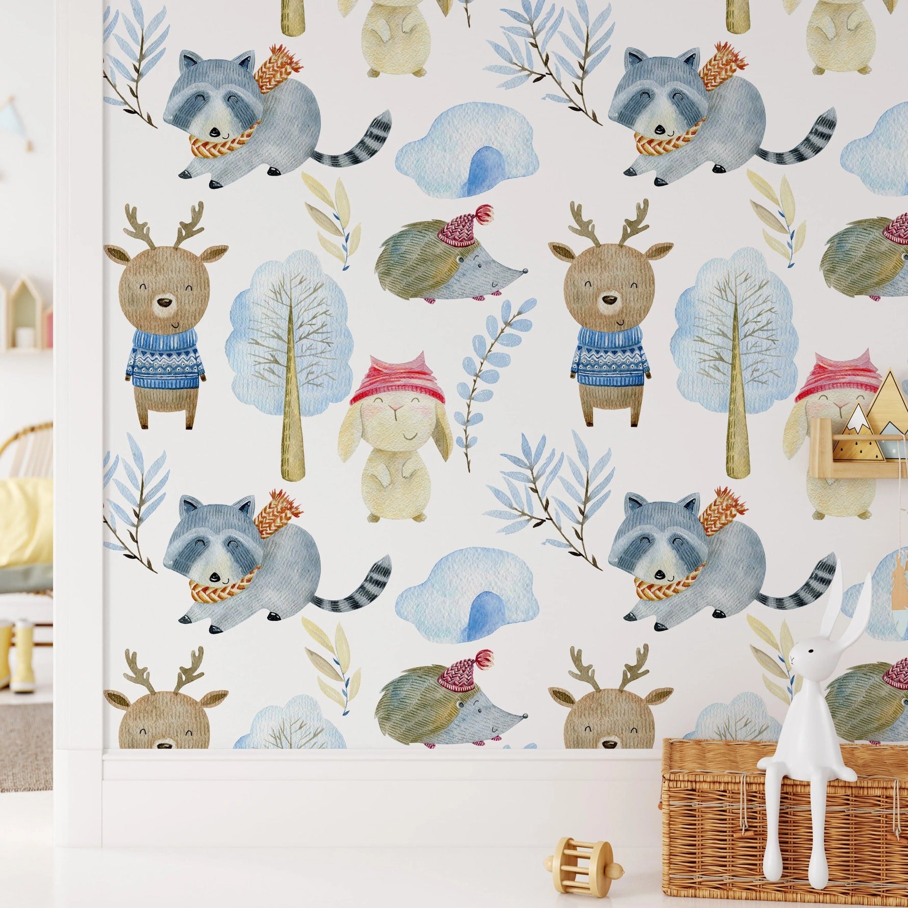 Kids Winter Animals Removable Wallpaper