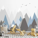 Gray and Blue Pointy Mountain Hills Nursery Wallpaper