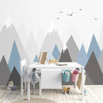 Gray and Blue Pointy Mountain Hills Nursery Wallpaper