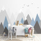 Gray and Blue Pointy Mountain Hills Nursery Wallpaper 