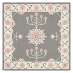 Gray Botanical Heritage Square Hand Tufted Rug