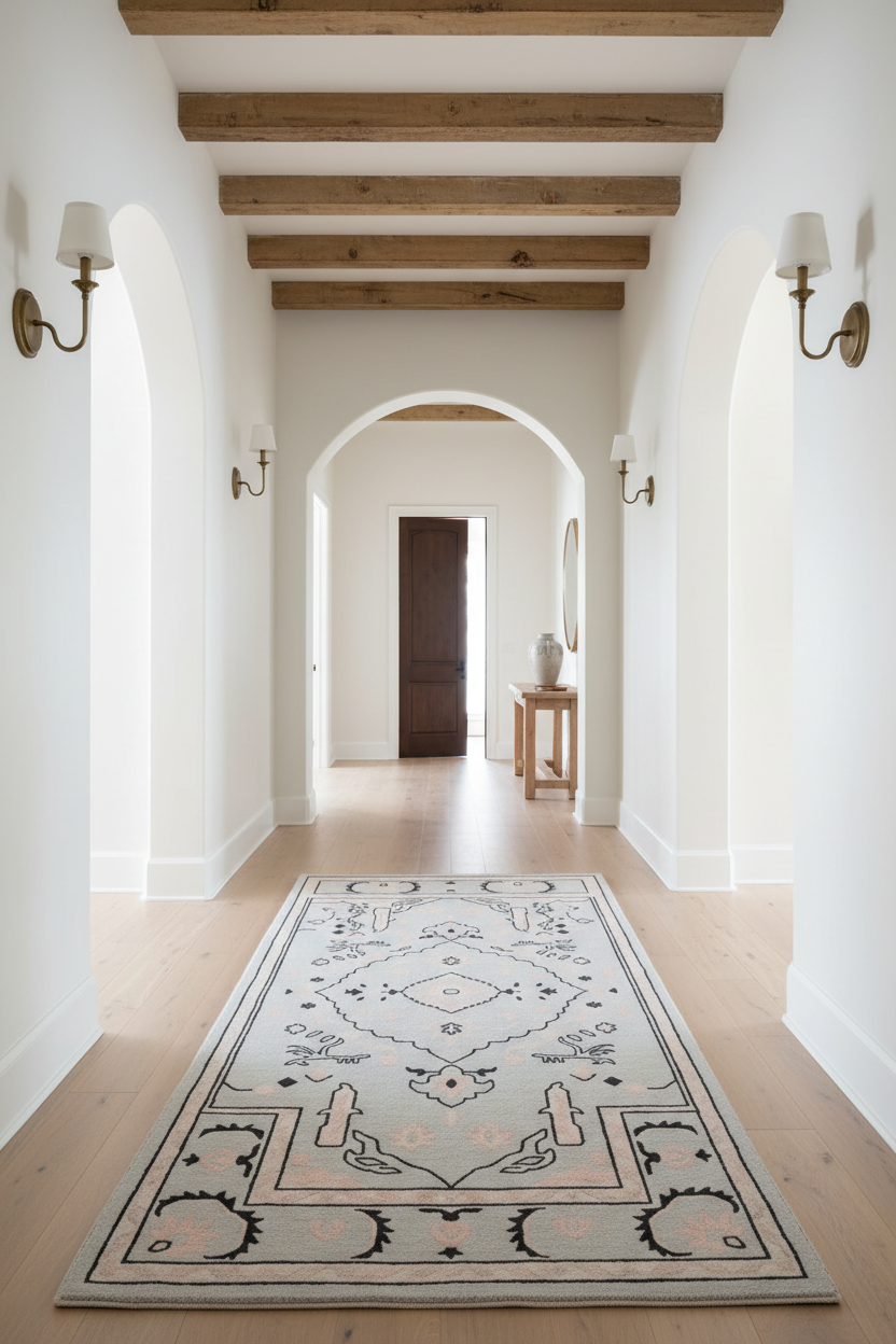 Gray Ornate Medallion Hand Tufted Runner Rug