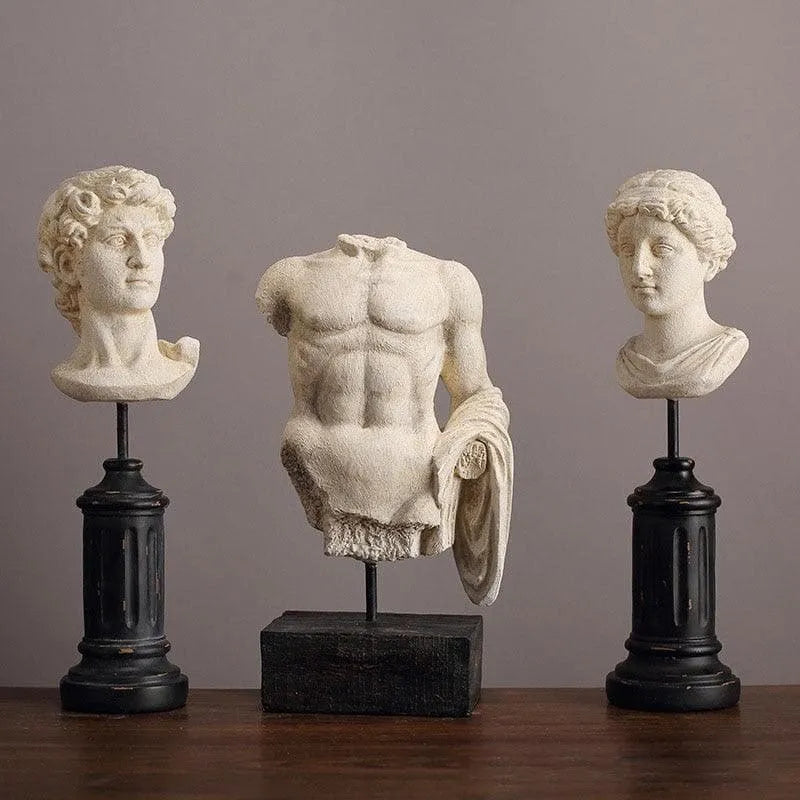 Greek Mythology Sculpture on a Black Base Torso