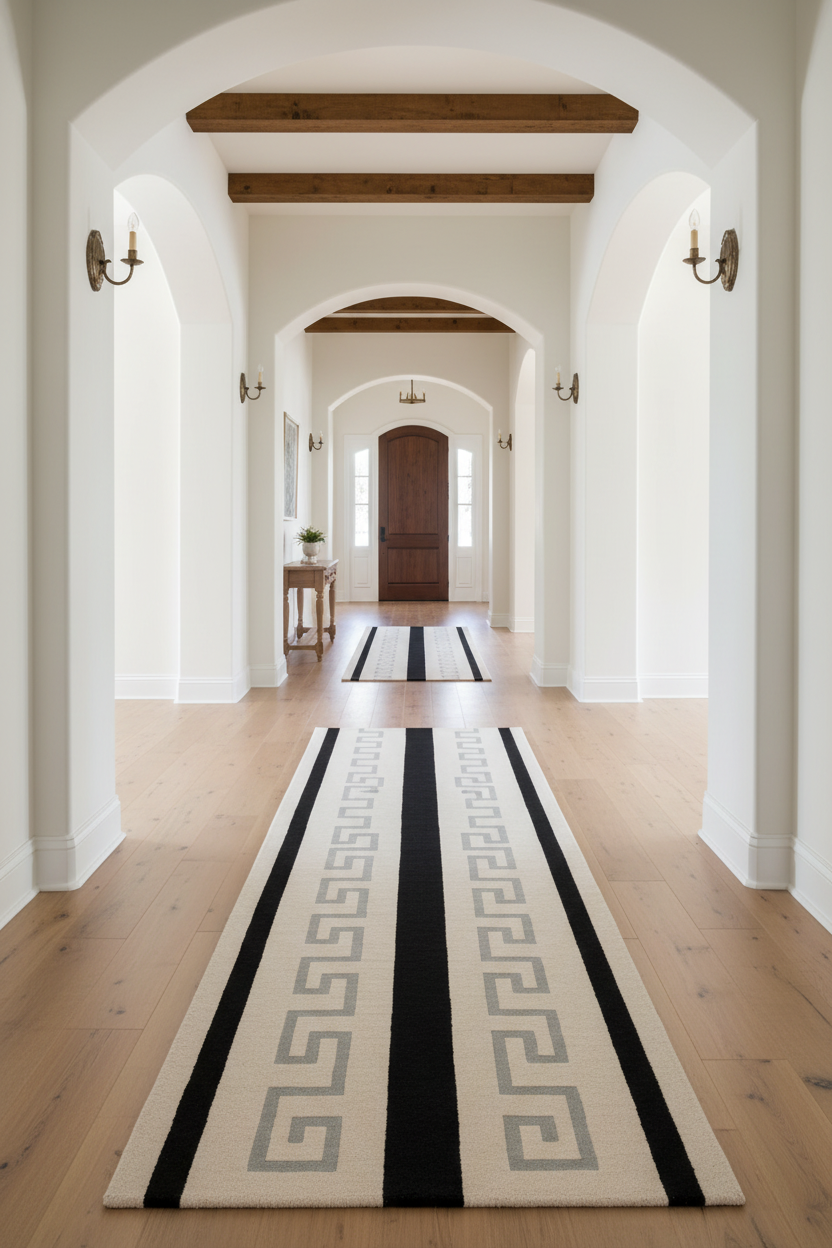 Greek Key Hand Tufted Runner Rug