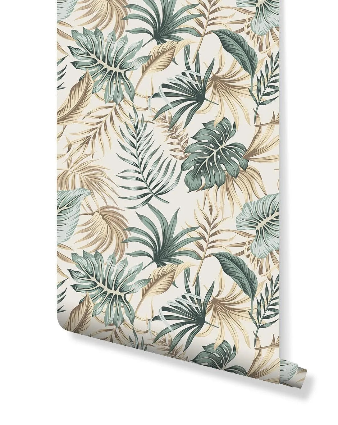 Green Palm Leaves Tropical Boho Watercolor Wallpaper