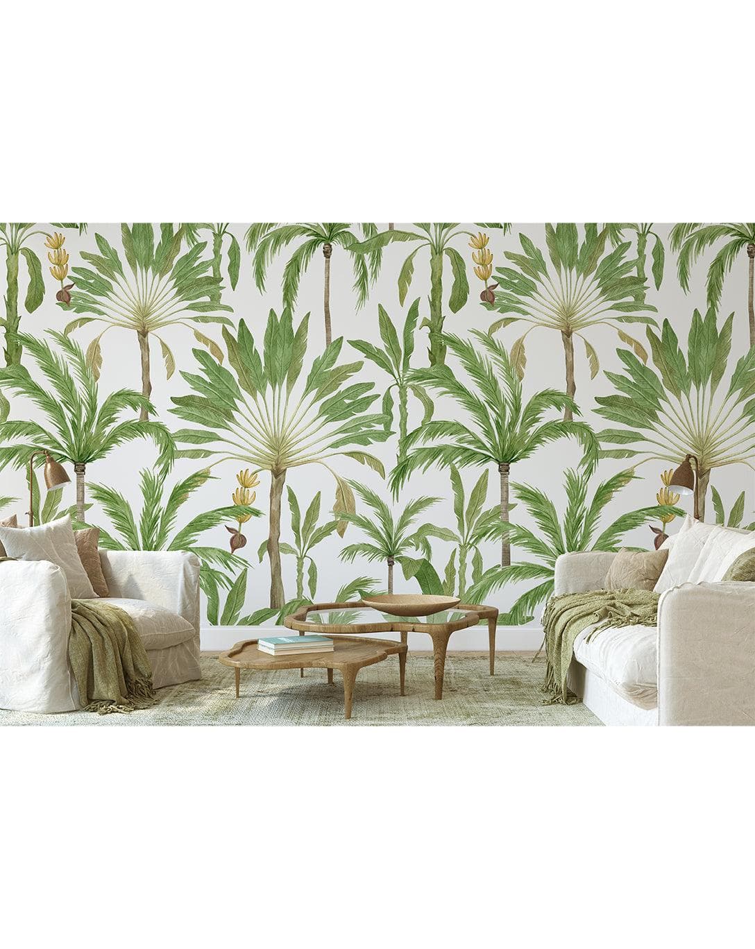 Green Tropical Leaves Removable Wallpaper Green Tropical Leaves Removable Wallpaper Exotic Palms Tropical Wall Mural 