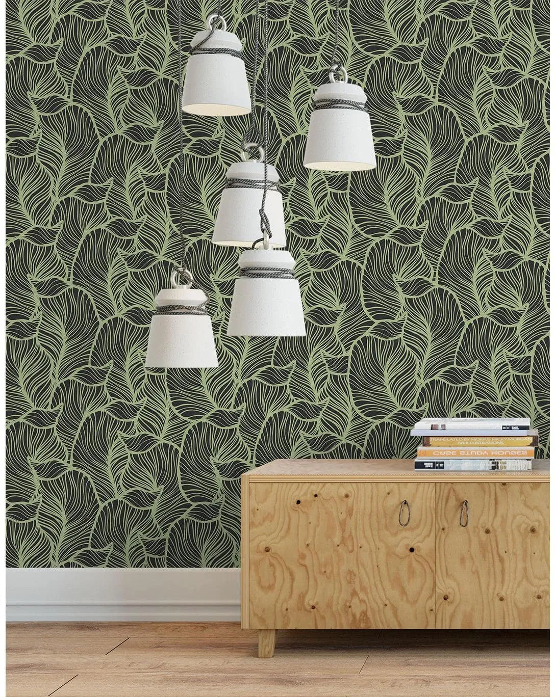 Green Tropical Leaves Removable Wallpaper