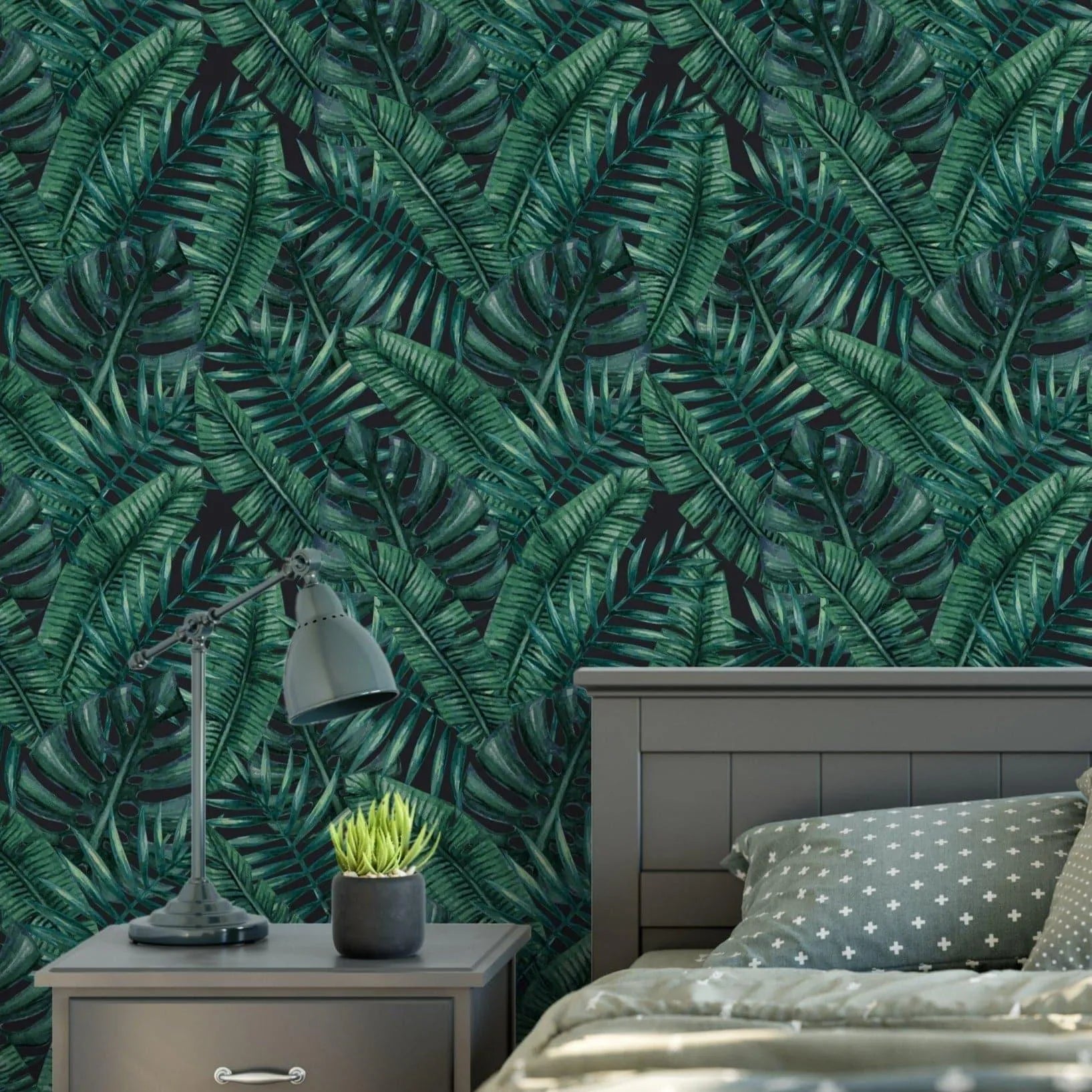 Tropical Jungle Monstera Palm Leaves Removable Wallpaper