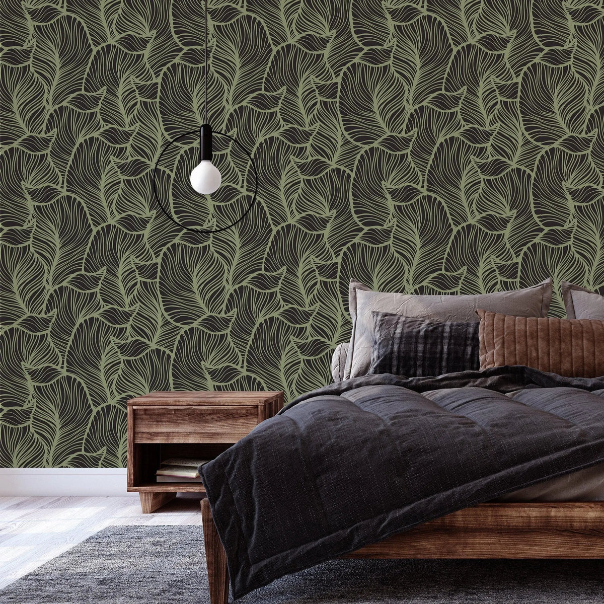 Green Tropical Leaves Removable Wallpaper