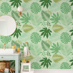 Green Tropical Palm Leaves Wallpaper