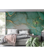 Green Watercolor Abstract Marble Alcohol Ink Paint Wall Mural