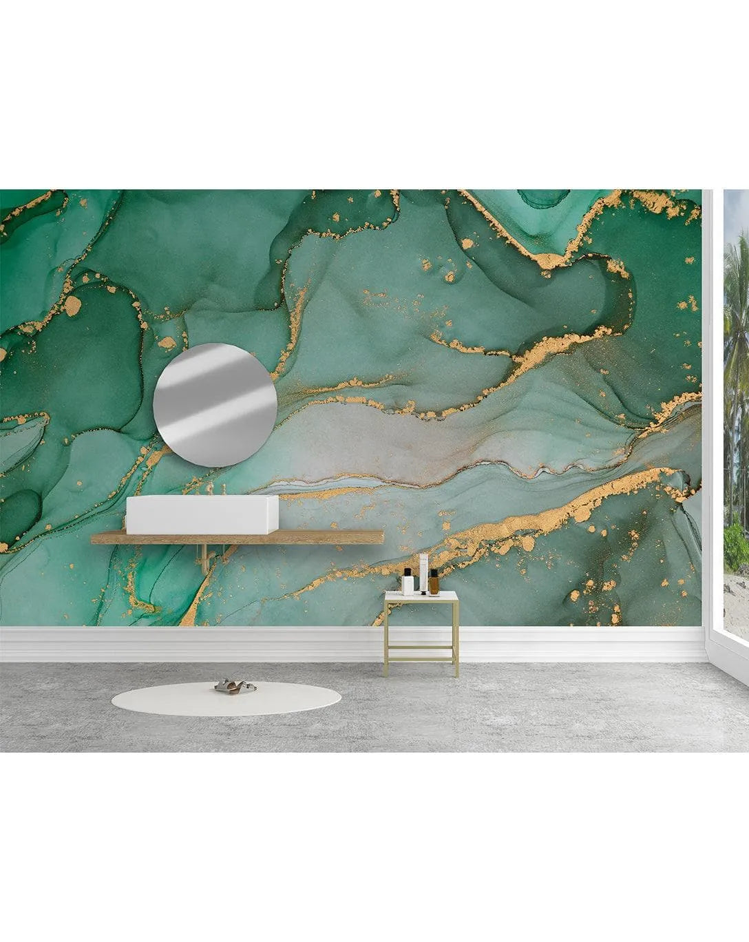 Green Watercolor Abstract Marble Alcohol Ink Paint Wall Mural