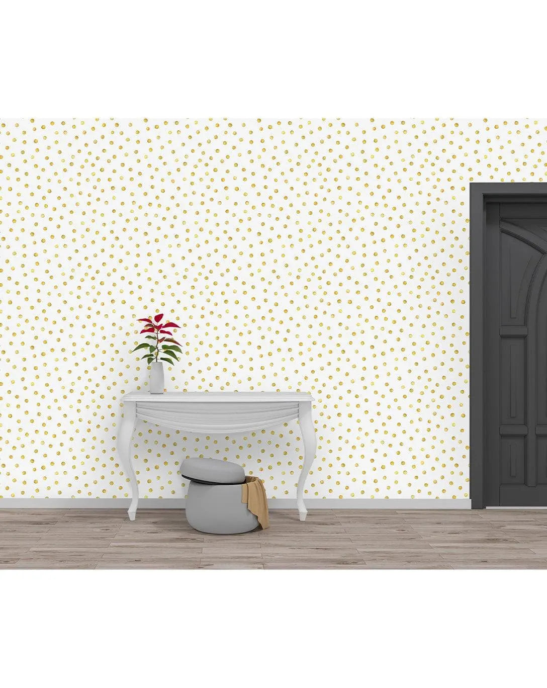 Gold Polka Dots Removable Wallpaper