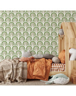 Green Waves Boho Style Self Adhesive Wallpaper