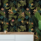 Green and Black Hawaiian Tropical Floral Wallpaper 
