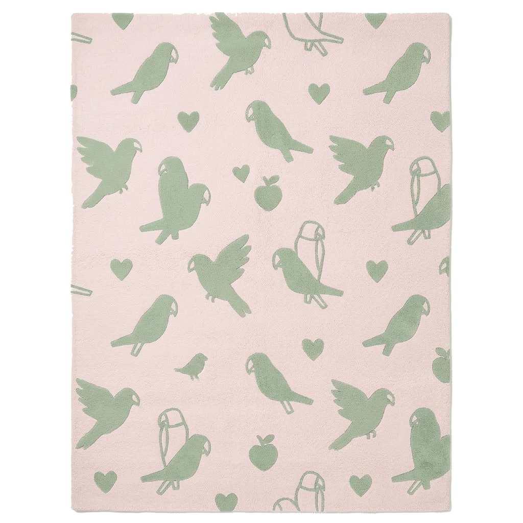 Green Birdy Hand Tufted Rug 