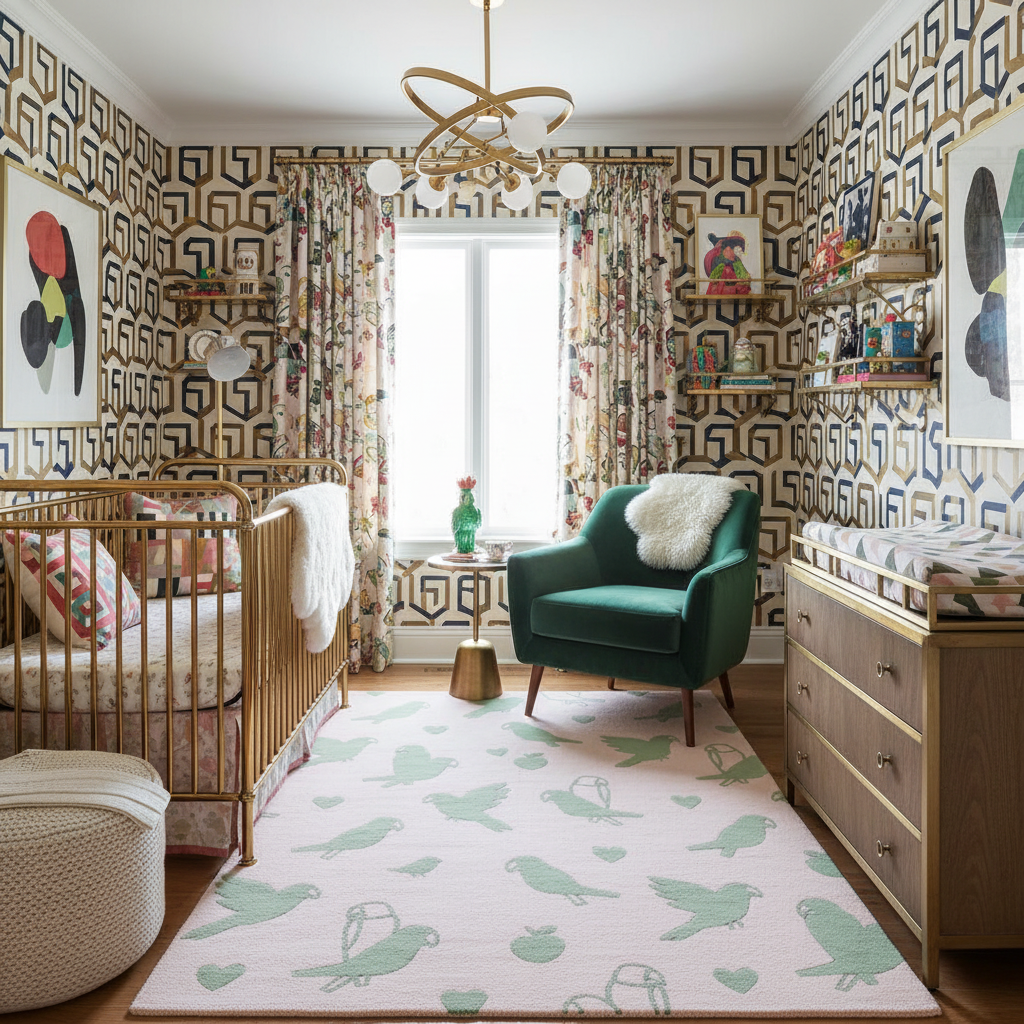 Green Birdy Hand Tufted Rug